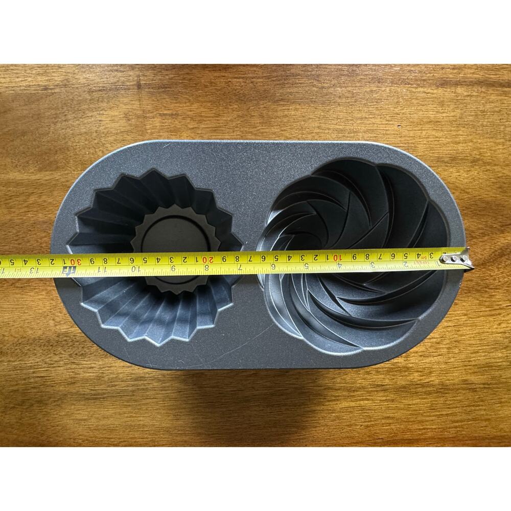 Nordic Ware Cute Cupcake Pan Swirl & Fluted 2 Cavity Bundt Nonstick Bakeware - Picture 7 of 9